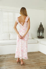 Tranquil Petal Floral Midi Dress Pink