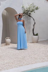 Rosewater Roads Strapless Maxi Dress Blue