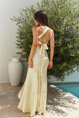 Champagne Chat One Shoulder Maxi Dress Yellow