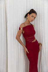 Summer Moon Off The Shoulder Maxi Dress Red