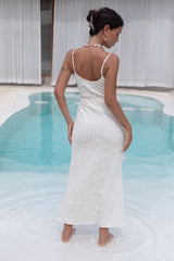 Whispering Petals Knit Midi Dress Cream