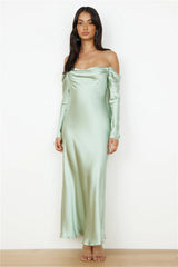 Classic Moments Satin Maxi Dress Sage