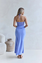 Aurora Dreams Halter Lace Maxi Dress Blue