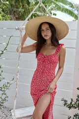 Berry Bloom Maxi Dress Red