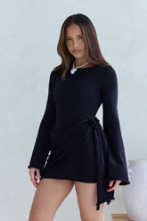 City Of Luxe Long Sleeve Mini Dress Black