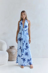 Lovers In Bloom Halter Maxi Dress Blue