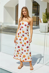 Garden Girl Strapless Maxi Dress Orange
