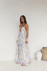 Hibiscus Hues Halter Maxi Dress Print