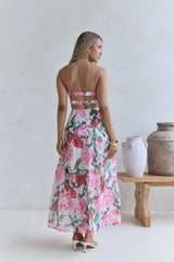 Bouquet In Bloom Strapless Maxi Dress Pink