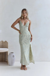 Far And Away Mesh Maxi Dress Sage
