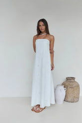 Heart To Heart Strapless Maxi Dress White