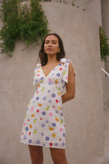 FORTUNATE ONE On Vacay Mini Dress Santorini Print