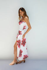Amara Bloom Strapless Midi Dress Red