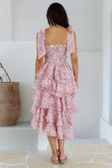 Poetry At Dawn Midi Dress Pink