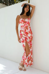 Gardenia Strapless Maxi Dress Red