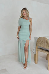 Caught In The Sunlight Mesh Maxi Dress Sage