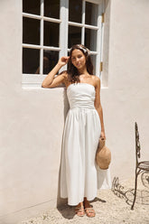 Deep Breaths Strapless Maxi Dress White