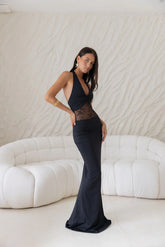 Sleek Icon Halter Maxi Dress Black