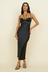 Sunday Brunch Satin Maxi Dress Black