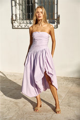 See You Tonight Bubble Hem Midi Dress Lilac