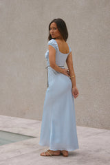 Selene Satin Maxi Dress Blue