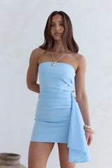 Lost In The Waves Strapless Mini Dress Blue