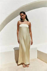 Radiant Rhythm Strapless Maxi Dress Yellow
