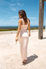 Sleeping Beauty Satin Maxi Dress Pink