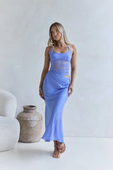 Aurora Dreams Halter Lace Maxi Dress Blue