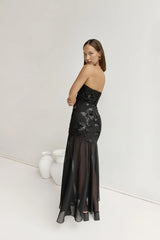First Class Feelings Strapless Maxi Dress Black