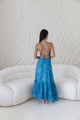 Rosé Horizon Maxi Dress Blue