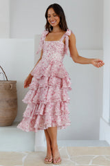 Poetry At Dawn Midi Dress Pink