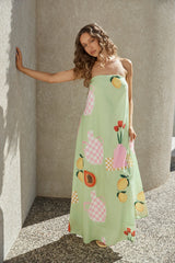 Patio Dining Strapless Maxi Dress Green