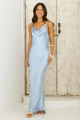 Ariella Satin Maxi Dress Blue