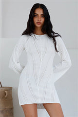 Soulful Nights Long Sleeve Mini Dress White