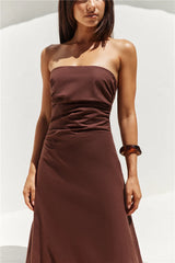 Yasmin Strapless Maxi Dress Brown