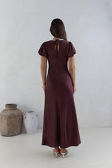 Postcard Dreams Satin Maxi Dress Brown
