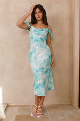 Flower Breeze Midi Dress Green