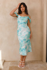 Flower Breeze Midi Dress Green