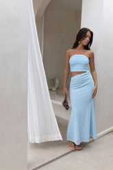 City Hopper Strapless Maxi Dress Blue