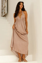 Cobbled Streets Halter Maxi Dress Brown