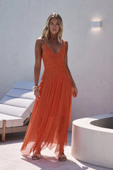 Call Me Later Mesh Maxi Dress Orange