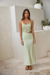 Dreamdays Halter Lace Maxi Dress Sage