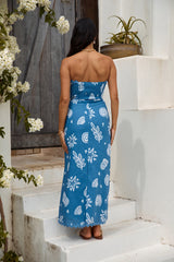 Mykonos Mode Strapless Maxi Dress Blue