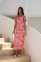 Aurora Skies Off Shoulder Maxi Dress Pink