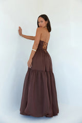 Unforgettable Style Strapless Maxi Dress Brown