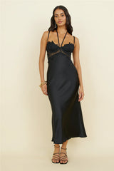 Sunday Brunch Satin Maxi Dress Black