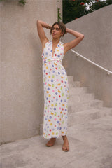 FORTUNATE ONE Marici Maxi Dress Santorini Print