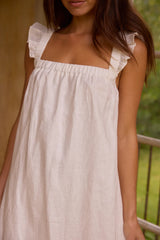 Lily 100% Linen Maxi Dress White