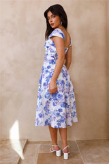 Moon Orchids Midi Dress Blue